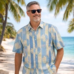 Tori Richard Hawaiian Shirt Mens 2XL Palm Aloha Resort Coastal Tropical